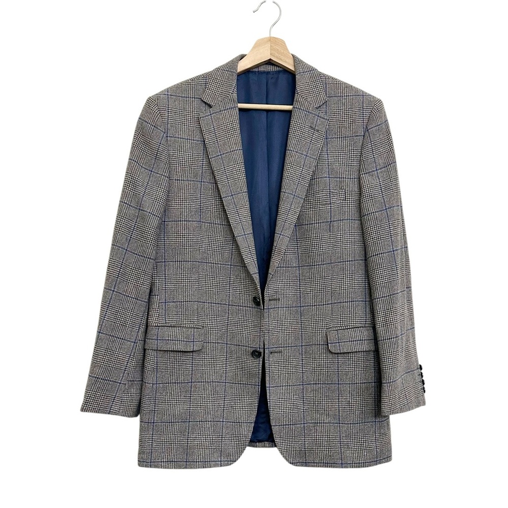 Like New Zegna Windowpane Plaid Cashmere & Wool Sport jacket Blue Gray Sz 50 R - Picture 8 of 17
